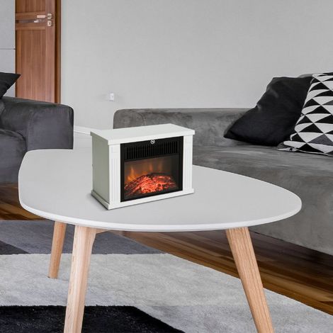 Cheminée Électrique 1200W sur Pied – Effet Flamme Réaliste Blanc, Chauffage d'Ambiance 2 Puissances
