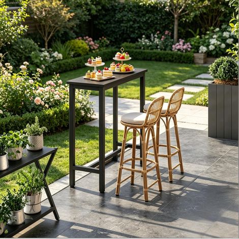 Mesa comedor de metal y madera 40x100 cm OKMYHOME (1/5)