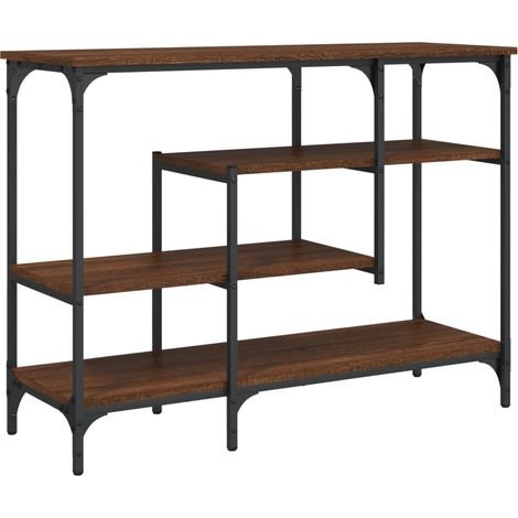Meuble console d'entrée moderne table d'appoint avec étagères 100 x 35 x 75 cm bois d'ingénierie marron et métal DEC031662