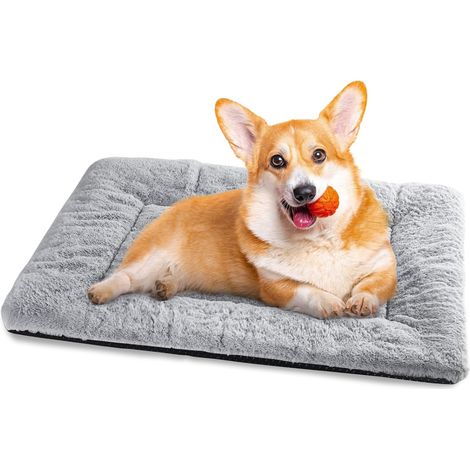 Panier S 60x45 pour Chien, Coussin Lavable en Machine, Fond Antidérapant, Super Doux, Gris (1/5)