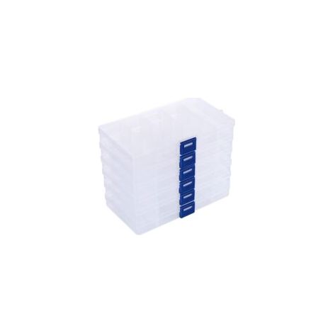 Boite Compartiment Plastique,6pcs Boîte de Rangement en Plastique Transparent,Boîte de Organisateur avec 15 Compartiments Ajustables Contenants de Rangement pour Boucles Oreilles,Collier,Usages (1/5)