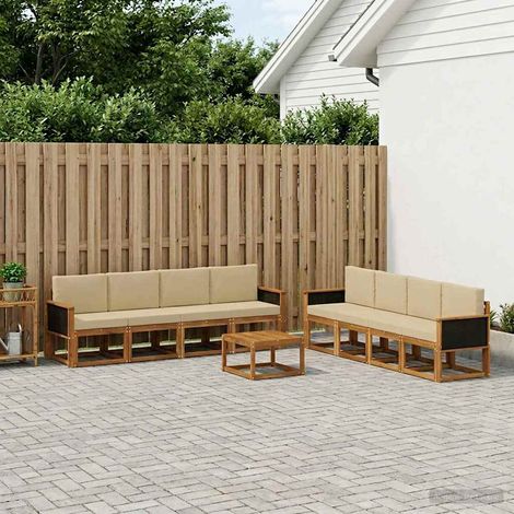 vidaXL Outdoor-Sofagarnitur 9 Stk. Natur (1/5)