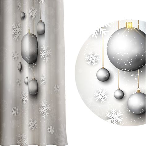 Rideau prêt à poser avec brandebourgs, ruban, 140x250, rideaux de Noël, décorations de Noël (1/5)