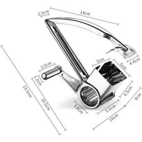 Râpe à tambour - Coupe-spirales - Convient comme moulin à fromage et râpe - Acier inoxydable - Argent - Râpe à fromage - Râpe à (1/5)