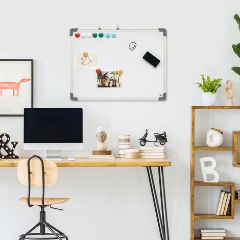 Magnetisches Whiteboard 60 x 1,8 x 45 cm mit 4 Markern, 1 Löscher, 10 Magneten OKMYHOME (1/5)