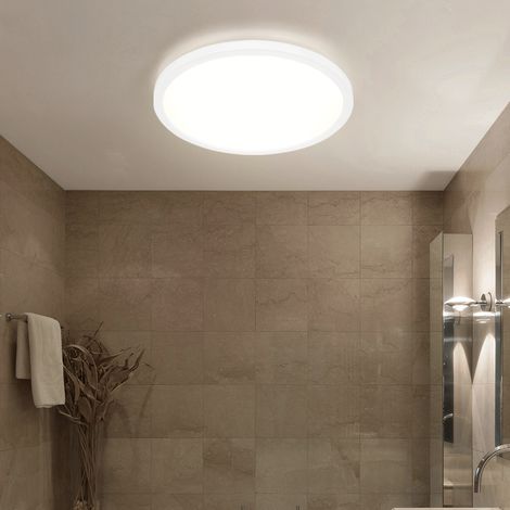 Lampada da soffitto soggiorno faretto tavolo da pranzo funzione memory IP44 LED 24W bianco opale, rotondo, 1x LED 24W 2300lm 3000K bianco caldo, DxH 42x2,5 cm