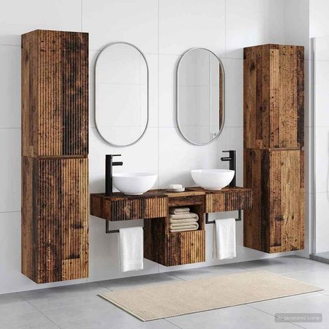 vidaXL Bathroom Furniture Set 5 pcs Old Wood 33 x 34.5 x 160 cm (1/5)