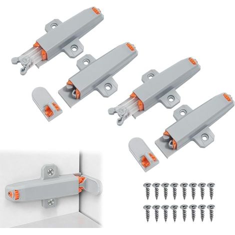 Push to Open Door Push Switch Opening System Without Heavy Handle with Adjustable Function for Kitchen Cabinets Bathroom Furniture and Storage 4 Pieces (1/5)