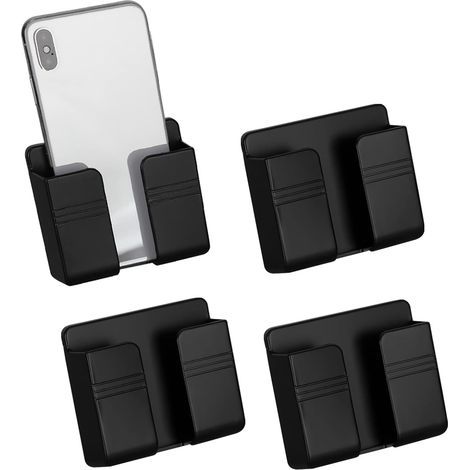 HONORNIC - Ensemble de 4 supports muraux pour téléphone avec adhésif, support de charge avec trou pour câble de données (1/5)