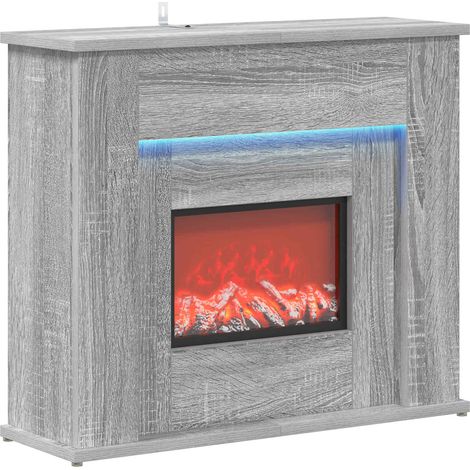 Fireplace with LED Strip Grey Sonoma 63 x 20 x 54.5 cm vidaXL (1/5)