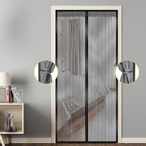 Volet anti-moustiques aimanté 80x210cm, moustiquaire porte à fermeture magnétique sans perçage pour intérieur, terrasse, porte coulissante et entrée, gris (1/5)
