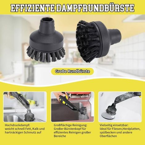 Accessoires Vapeur - 12 Pièces Nylon et Laiton avec Système Fixation Rapide - Pour Nettoyage Sols Joints Cuisine Salle de Bain - Lot Complet (1/5)
