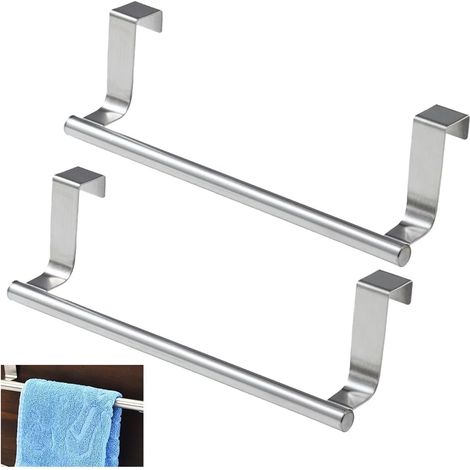 2 Pièces Porte-torchon, Acier Inoxydable, Sans Perçage, Bandes Anti-rayures, Cuisine Salle de Bain (1/5)