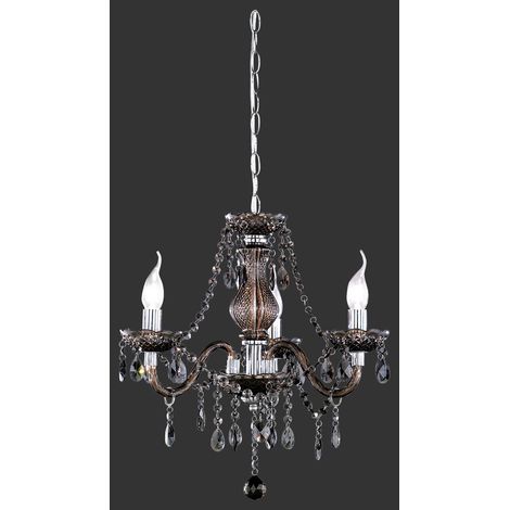 Lampadario con Bracci 3 Luci Classico Lüster Cromo Pendenti Decorativi Neri Trio Lighting (1/2)