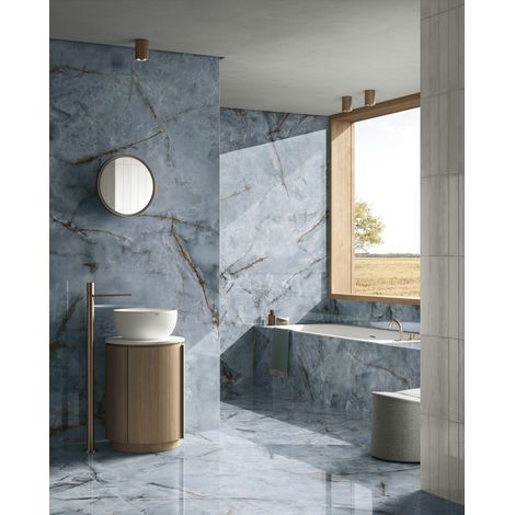 Grès cérame - PREMIERE - Onice Azzurro - Satin - 120x7x0,85cm - Plinthe (1/5)
