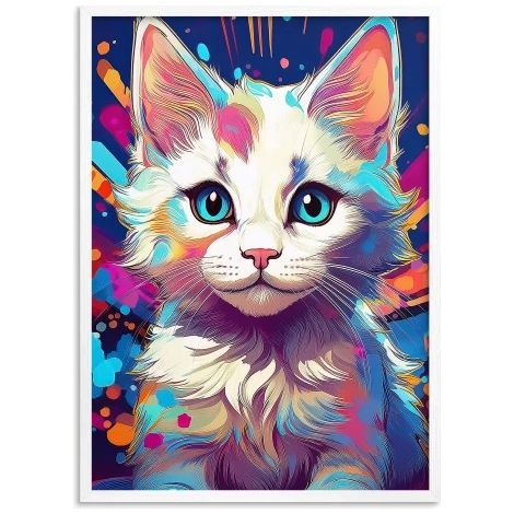 Affiche jeunesse moderne avec décoration de chat dans un cadre blanc Pop Art (1/5)