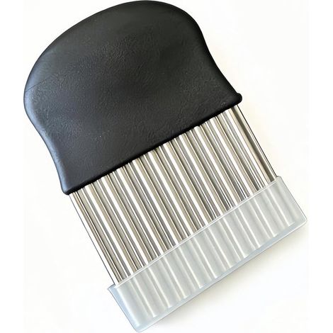 Cortador ondulado para patatas fritas，cortador espiral de acero inoxidable para patatas，herramienta de corte ondulada (negra)