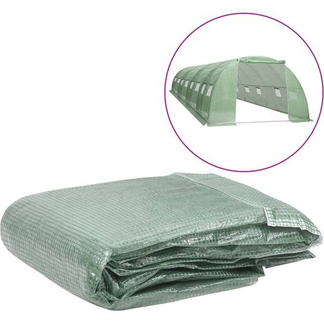 Couverture de remplacement de serre Bâche de rechange Serre de Jardin (32 m²) 400x800x200 cm Vert NSME3243 (1/4)