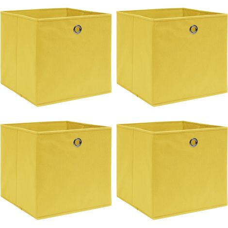 Boîtes de rangement 4 pcs Jaune 32x32x32 cm Tissu