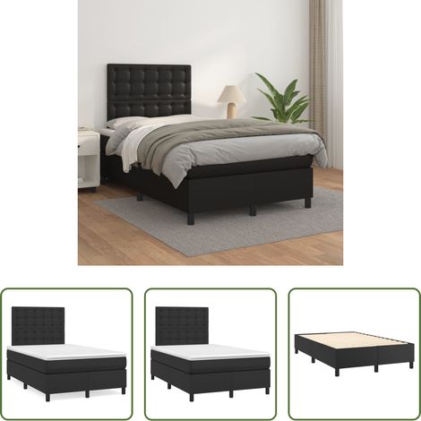 Matratze - Boxspringbett mit Matratze Schwarz 120x200 cm Kunstleder (1/5)