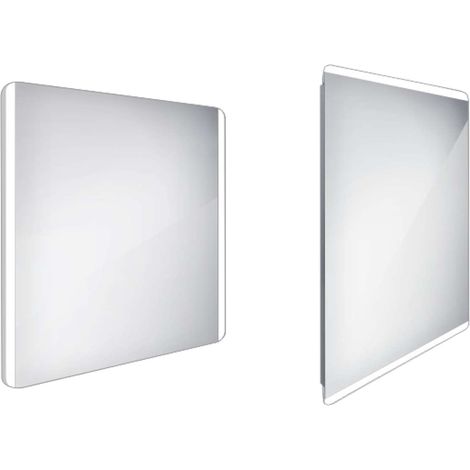 Nimco Spiegel - LED-Badezimmerspiegel 80x70 cm, abgerundet, Aluminium ZP 17003