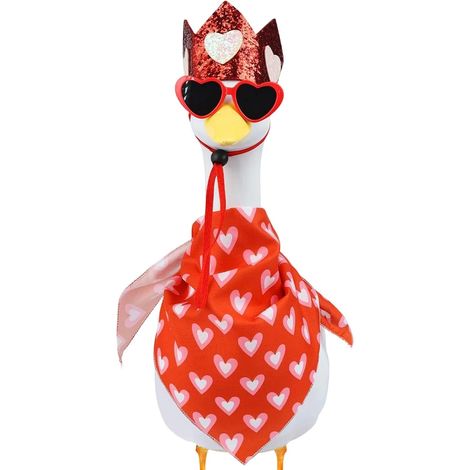 Tenue de Saint-Valentin pour Oie Foulard Lunettes en Forme de Cœur Costume de Fête pour Oie de Jardin Cadeau pour Hommes Femmes Décorations (1/5)
