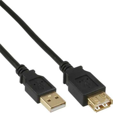 Rallonge USB 2.0 - Mâle vers Femelle Type A - 1 m - Contacts Or - Noir