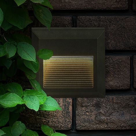 Treppenleuchten LED Treppenspots Wandleuchte Wandeinbaulampe LED Treppenlicht, Außenleuchte IP65, Quadratisch schwarz, 2W 70Lm 4000K, LxBxH 12,4x12,4x7cm