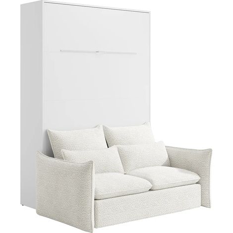 Letto a scomparsa 160 x 200 cm Apertura verticale manuale Con LED Bianco + Divano - RAPILI (1/5)