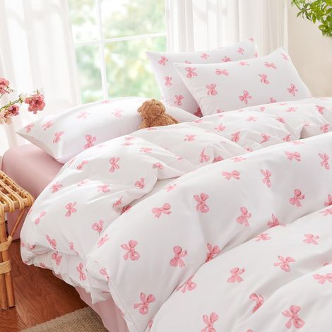Housse de Couette 220x240 Noeud Papillon avec 2 Taies d'oreiller 65x65cm (1/5)