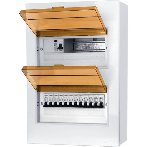 Distribution Box with 4P FI Type A 40A 30mA FI RCCB Circuit Breaker and 12pcs AC 1P B16 Fuse Power Rail Can Be Used for Wiring - 24 Modules (1/5)