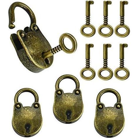 3PCS Vintage Zinc Alloy Padlock 35 21mm Bear Shape Padlock Anti-Rust Mini Vintage Heavy Duty Padlock with 6 Key for Small Luggage Box Suitcases Lockers Home (1/4)