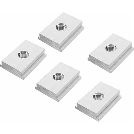Ecrous Coulissants M8 T-Piste 5 Pièces Ecrou à Rainure En Alliage D'Aluminium Pour Outil De Menuiserie Fixation à Fente Pour Vis T-Slot Nut Européenne en Acier au Carbone Argent (1/5)