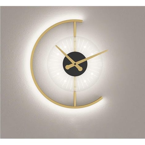 Horloge Murale Légère à LED, Horloge Murale NuméRique Gradation,fer,or,lumière Blanche (1/5)