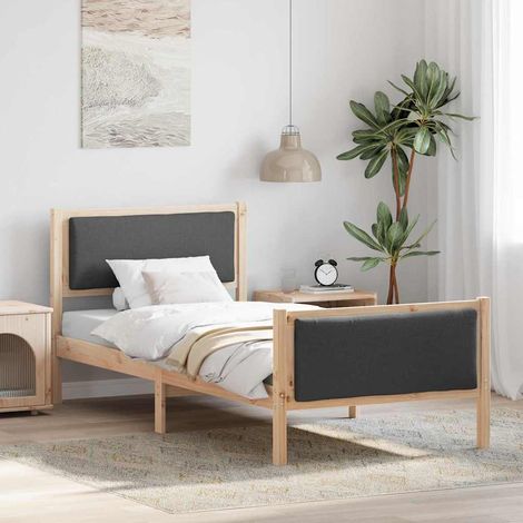 Bed Frame with Headboard Dark Grey 90 x 200 cm Fabric vidaXL (1/5)
