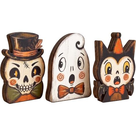 Décoration d'Halloween en bois, petite pancarte d'Halloween, décoration intérieure fantôme chauve-souris squelette (1/5)