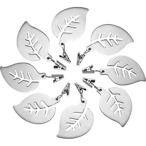 Poids de nappe pendants en acier inoxydable, pinces à nappe en forme de feuilles, lot de 8 (1/4)