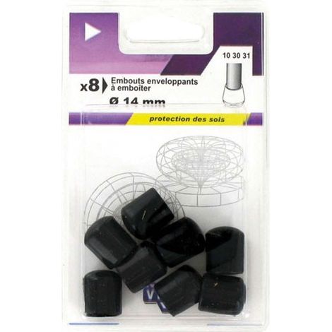 5 Embout Enveloppant Plastique Noir D.14mm Blister De 8 - Vynex (1/2)