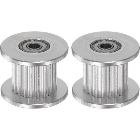 Lot de 2 poulies de renvoi 2GT 20 dents 3 mm alésage 18 mm de diamètre Courroie de distribution en aluminium pour courroie de 10 mm de largeur d'imprimante 3D Accessoires de machines CNC (1/5)