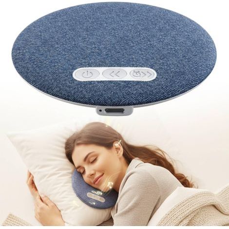 Enceinte de sommeil sous oreiller – avec bruit blanc et minuterie, haut-parleur sans fil sous l'oreiller, pour méditation, lit, chevet, maison, hôtel, dortoir, camping, voyageurs, dormeurs, insomnie (1/5)