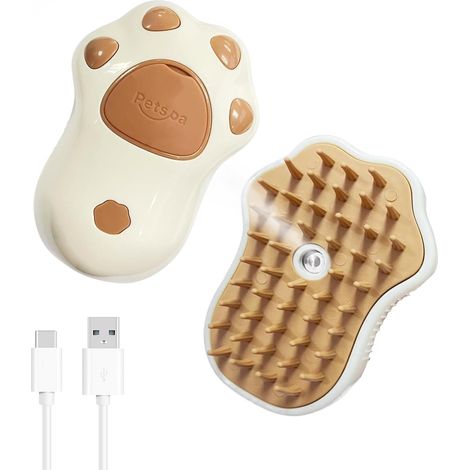 Brosse vapeur pour animaux, brosse vapeur 3 en 1 pour chats et chiens, peigne pour éliminer les poils morts (marron) (1/5)