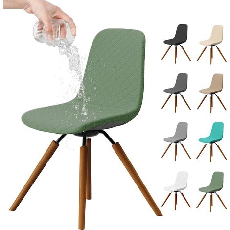 Housse de Chaise de Salle à Manger Imperméable 4PCS, Chaise de Cuisine Extensible, Couvre Chaise Moderne Lavable,Décor de Cuisine Maison(Vert) (1/5)