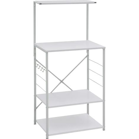 Armoire à micro-ondes blanche 60 x 39,6 x 123 cm design pratique avec 4 niveaux en bois d'ingénierie blanc (1/5)