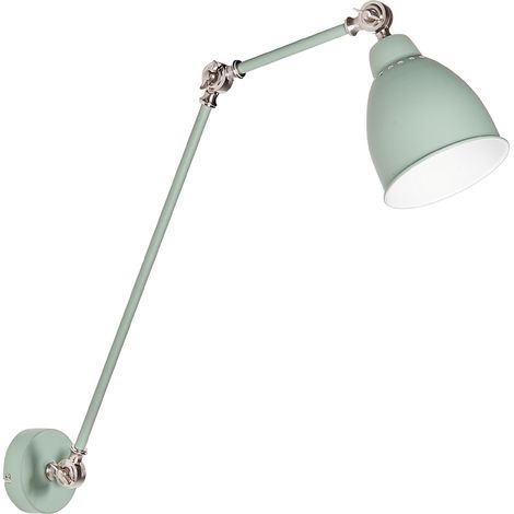 Lámpara de punto de pared verde menta luz de lectura brazo oscilante de metal largo cobrizo diseño moderno Mississippi L