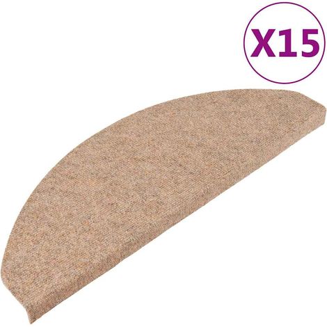 Alfombrilla autoadhesiva de escalera 15 uds beige 65x22,5x3,5cm vidaXL