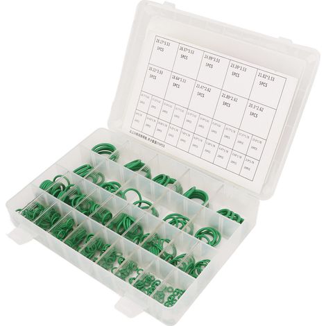 Kit de 375 joints toriques universels verts et portables, étanches, pour climatisation, plomberie et automobile. (1/5)