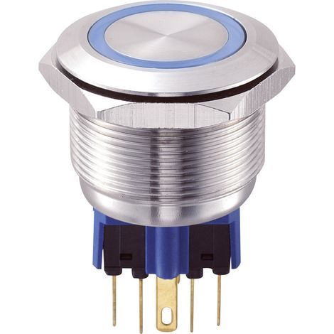 TRU COMPONENTS 701790 GQ25-11E/B/12V Vandalismusgeschützter Drucktaster 250 V/AC 5 A 1 x Ein/(Ein) t (1/2)