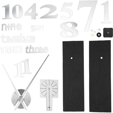 Horloge Murale Moderne Sans Cadre, Autocollant Miroir pour Salon Chambre Décor Argenté