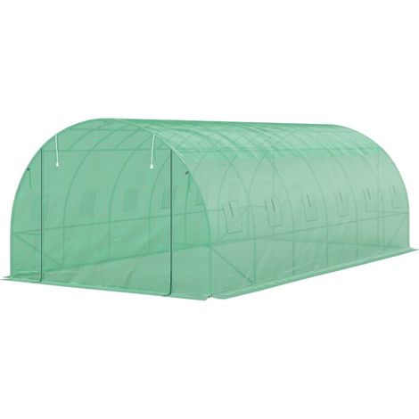 Serres en plastique à structure métallique recouverte d'un film plastique, tentes de serre accessibles à pied avec portes enroulables, vertes... (1/5)