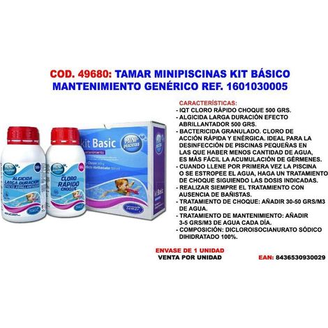 tamar cloro +algicida minipiscinas kit mantenimiento 1601030005